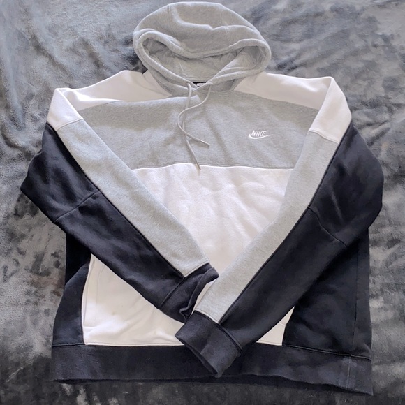 COPY - White/Grey/Black NIKE pull-over Hoodie - Picture 1 of 4
